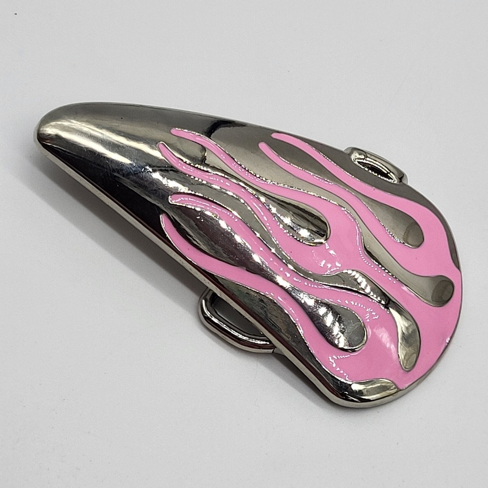 Buckle Rage Motorcycle Gas Tank Biker Belt Buckle With Pink Enamel Flames NEW